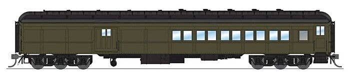 Heavyweight Coach-Baggage-Combine - Ready to Run -- Painted, Unlettered (Pullman Green, , HO, Broadway Limited Imports 9121