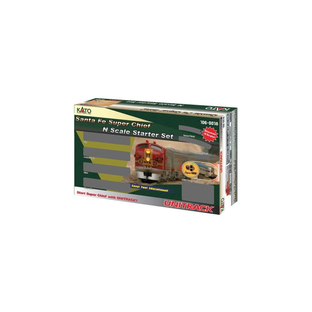 Santa Fe Super Chief Starter Set -- Santa Fe (silver), N, Kato USA Inc 1060018