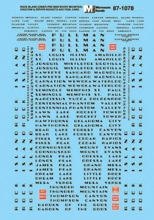 Rock Island - RI (Chicago, Rock Island & Pacific - CRI&P) -- Prewar `Rocket` Passenger Cars 1937-78, HO, Microscale Industries I