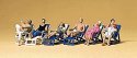 Sport & Recreation -- Seated People on Folding Deck Chairs, HO, Preiser Kg 10437