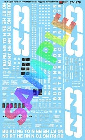 Railroad Decals - Burlington Northern -- Burlington Northern Covered Hoppers 4700/4750, HO, Microscale Industries Inc 871276