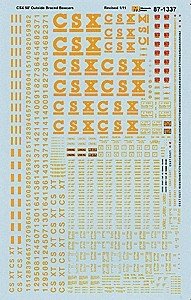 Railroad Decal Set -- CSX 50′ Outside-Braced/Exterior-Post Boxcars, HO, Microscale Industries Inc 871337