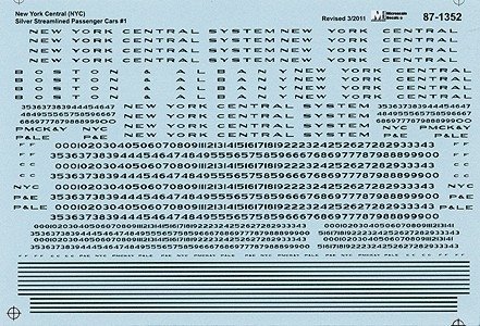 New York Central - NYC -- Silver Streamlined Passenger Cars 1, HO, Microscale Industries Inc 871352