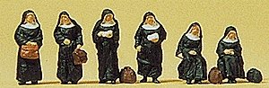 People Working -- Nuns with Luggage pkg(6), N, Preiser Kg 79128