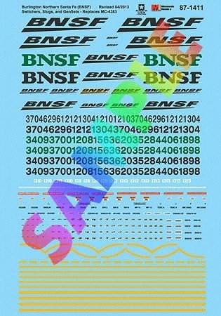 Railroad Decal Set -- BNSF Railway Diesel Locomotive Remotes, Slugs, Switchers & Gensets, HO, Microscale Industries Inc 871411