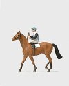 Recreation & Sports - Individual Figures -- Jockey On Horse, HO, Preiser Kg 29080