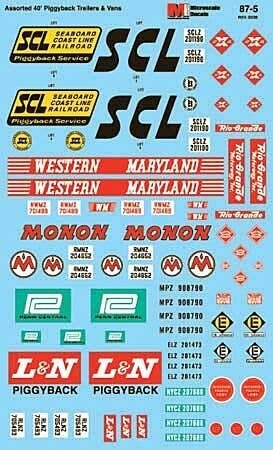 Vehicle Decal Set -- 60s-70s 40′ Trailers, Erie Lackawanna, Louisville & Nashville, Missouri Paci, HO, Microscale Industries I