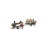 Outdoor Dining - Scenic Accents(R) -- 2 Groups of People on Picnic Tables, N, Woodland Scenics 2214