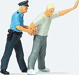 Emergency Personnel -- One Police Office Arresting One Male, HO, Preiser Kg 28119