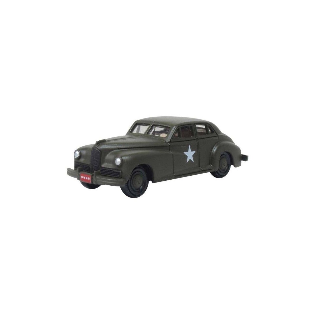 1942 Packard Clipper Custom Touring Sedan - Assembled -- United States Army (green, white), HO, Oxford Diecast 87PC42002