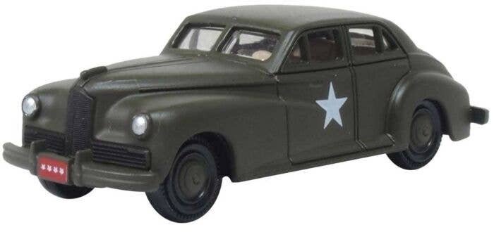 1942 Packard Clipper Custom Touring Sedan - Assembled -- United States Army (green, white), HO, Oxford Diecast 87PC42002
