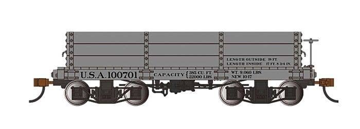 18′ Wood Low-Side Gondola 2-Pack - Spectrum(R) -- U.S.A. 100701, 101222 (gray), On30, Bachmann Industries 26533