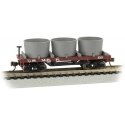 Old-Time Wood Tank Car with 3 Tanks - Ready to Run -- United States Military Railroad (red, b, N, Bachmann Industries 15554