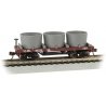 Old-Time Wood Tank Car with 3 Tanks - Ready to Run -- United States Military Railroad (red, b, N, Bachmann Industries 15554