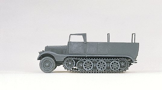 Former German Army WWII SdKfz 11 Series Medium Half-Track (Plastic Kit) -- Open Version - Gray, HO, Preiser Kg 16561