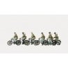 Former German Army WWII - Unpainted Figures -- Bicycle Unit Cycling & Walking, 6 Figures & 6 Bicycles, HO, Preiser Kg 16596