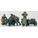 Former German Army WWII Motorcycle Troops (Plastic Kit) -- 2 Zundapp KS 750 Cycles Sidecars 3 Figures, HO, Preiser Kg 16580