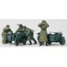 Former German Army WWII Motorcycle Troops (Plastic Kit) -- 2 Zundapp KS 750 Cycles Sidecars 3 Figures, HO, Preiser Kg 16580