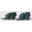 Military - Former German Army WWII - Trailers (Plastic Kit) -- SdAnh 51 w/Muntions & Tools pkg(2), HO, Preiser Kg 16574