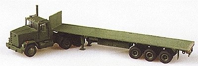 Military - US/NATO (Modern) - Heavy Trucks -- M915 Conventional 3-Axle Tractor with M872 3-Ax, HO, Trident Miniatures 90028