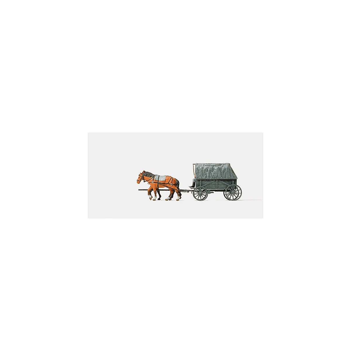 Former German Army WWII Horse-Drawn Transport (Plastic Kit) -- Replacement Type w/2 Figures & 2 Horse, HO, Preiser Kg 16588