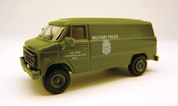 Chevy Van - Emergency - Police Vehicles -- United States Military (green, White Markings), HO, Trident Miniatures 90356