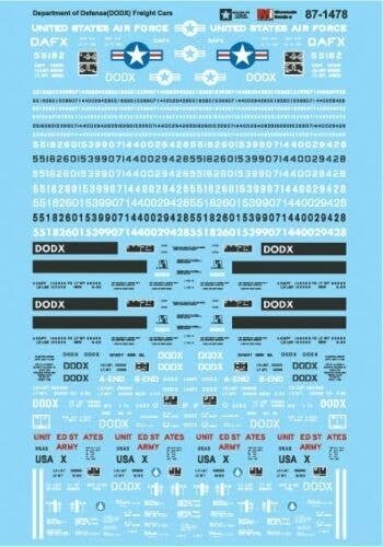 Railroad Decal Set -- Department of Defense DODX Freight Cars, HO, Microscale Industries Inc 871478