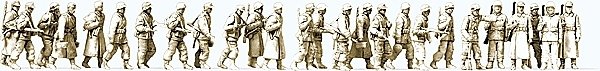 WWII Germany Unpainted Figure Set - Kit -- Walking Infantry in Winter pkg(26), HO, Preiser Kg 16609
