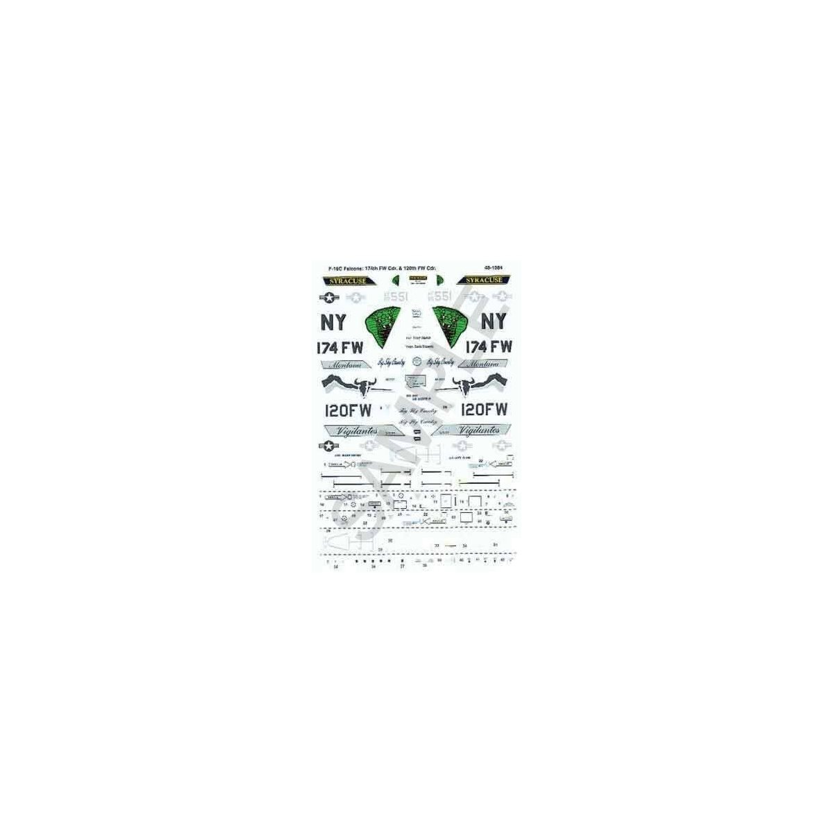 Military Decal Set -- U.S. F-16C Falcons: 120th FW & 174th FW, 1/48, Microscale Industries Inc 481084