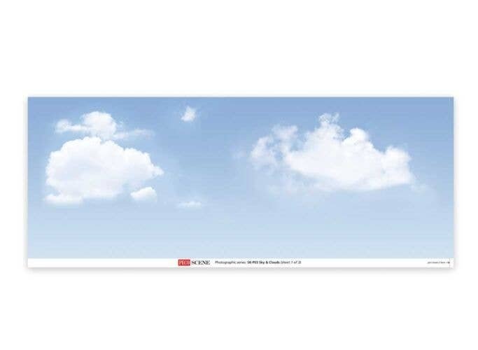 Backscene Photographic Background 95 x 13′ 240 x 33.3cm -- Sky and Clouds, All Scales, Peco SKP03