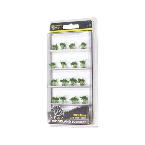 Peel `n` Place Tufts -- Dark Green Prairie Grass, All Scales, Woodland Scenics 778