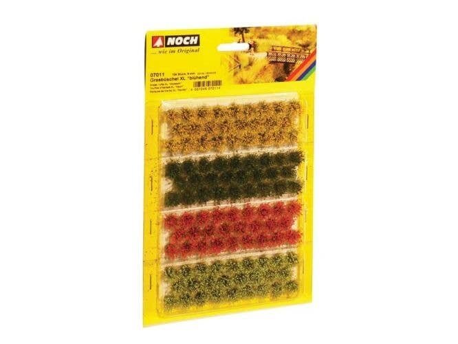 Grass Tufts XL -- Dark Green, Dark Green, Red, Yellow 3/8′ 9mm Fibers pkg(104), All Scales, Noch Gmbh & Co 7011