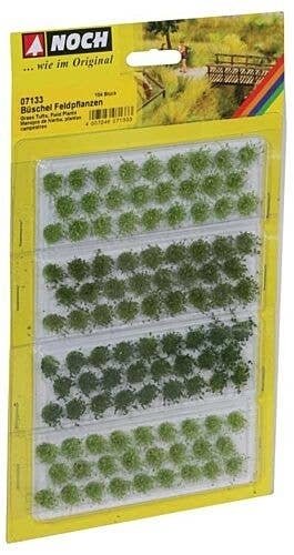 Grass Tufts -- Light, Medium and Dark Green Field Plants, 1/4′ 6mm Fibers pkg(104), All Scales, Noch Gmbh & Co 7133