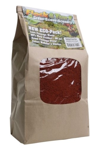 Flock & Turf Ground Cover ECO Pack Bag - 48oz 1.4L -- Fine - Georgia Clay, All Scales, Scenic Express 840E