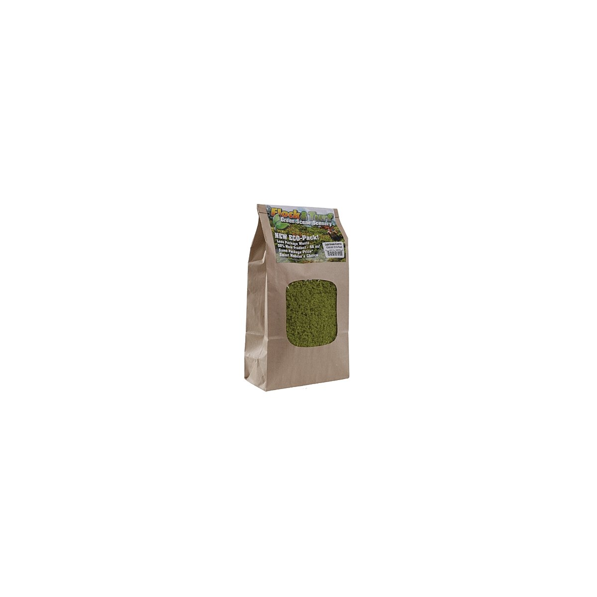Flock & Turf Ground Cover ECO Pack Bag - 48oz 1.4L -- Coarse - Light Green, All Scales, Scenic Express 802E