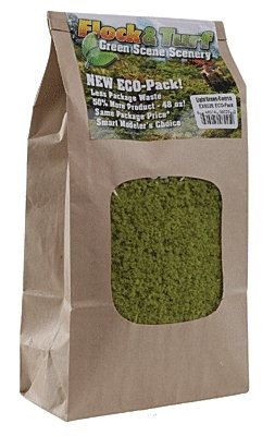 Flock & Turf Ground Cover ECO Pack Bag - 48oz 1.4L -- Coarse - Light Green, All Scales, Scenic Express 802E