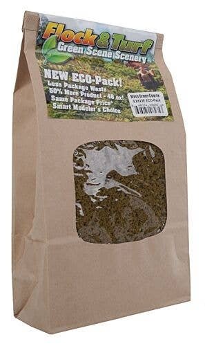 Flock & Turf Ground Cover ECO Pack Bag - 48oz 1.4L -- Coarse - Moss Green, All Scales, Scenic Express 823E