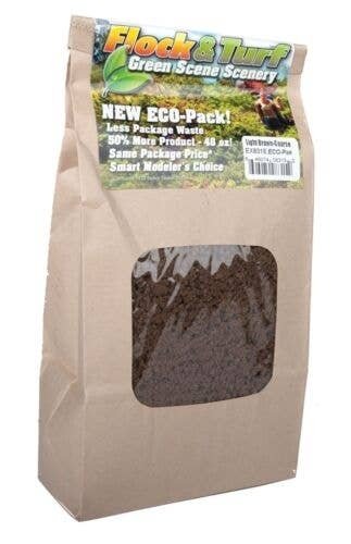 Flock & Turf Ground Cover ECO Pack Bag - 48oz 1.4L -- Coarse - Light Brown, All Scales, Scenic Express 831E