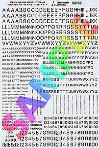 Alphabet & Numbers - Stencil Railroad Gothic -- Black, HO, Microscale Industries Inc 90252