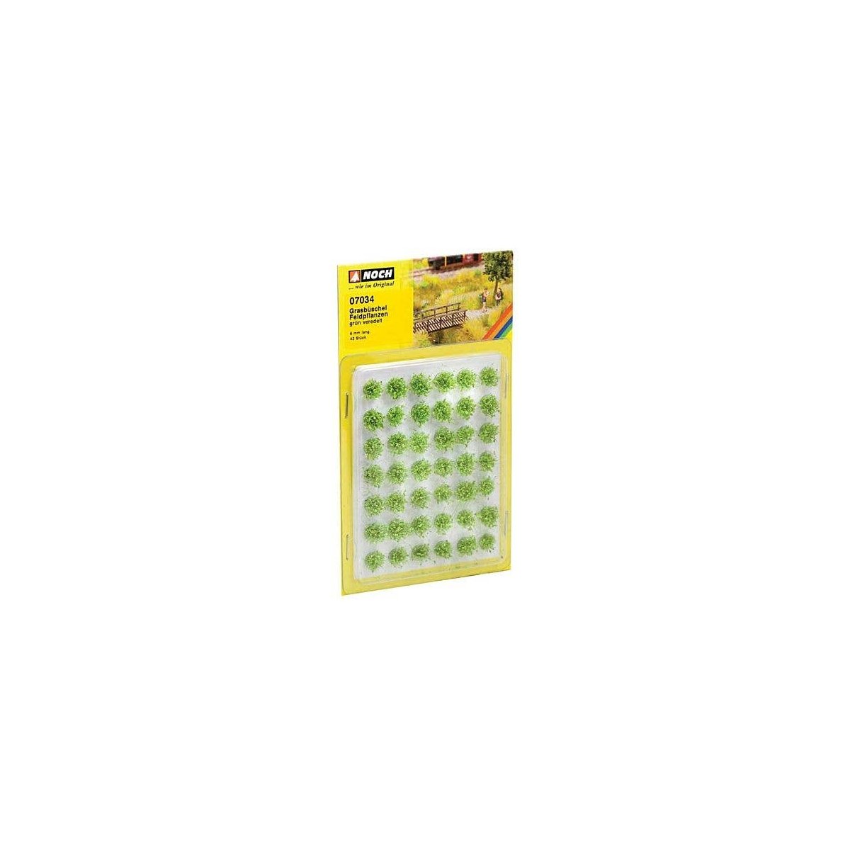 Grass Tufts Mini Set -- Green Field Plants 1/4′ 6mm pkg(42), All Scales, Noch Gmbh & Co 7034
