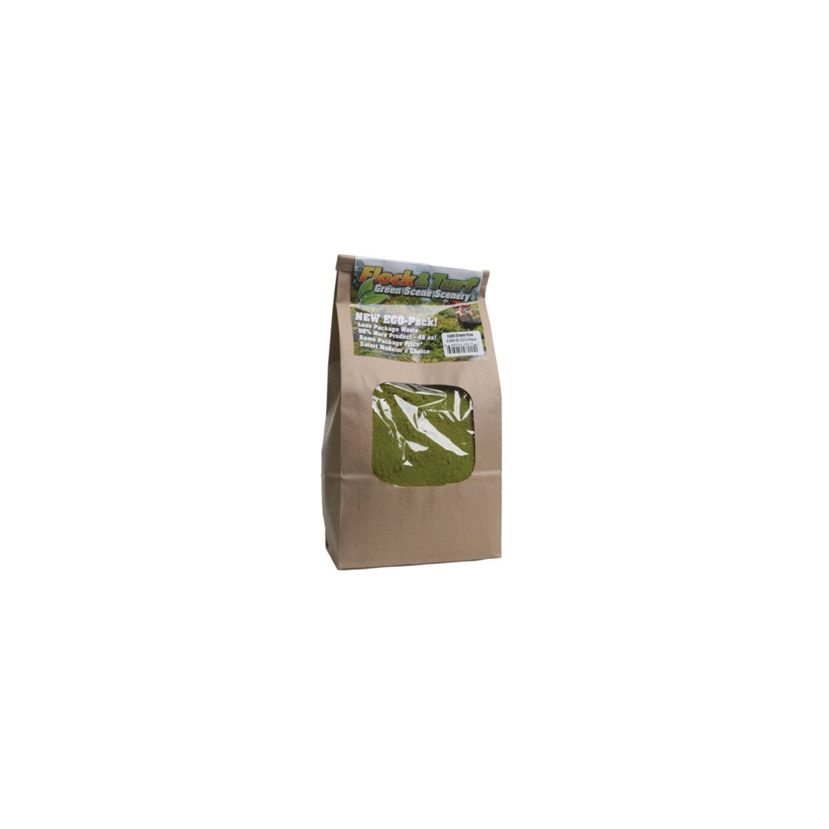 Flock & Turf Ground Cover ECO-Pak - 48oz 1.4L -- Fine - Light Green, All Scales, Scenic Express 801E