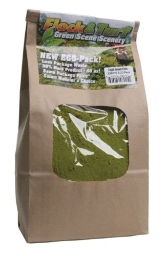 Flock & Turf Ground Cover ECO-Pak - 48oz 1.4L -- Fine - Light Green, All Scales, Scenic Express 801E