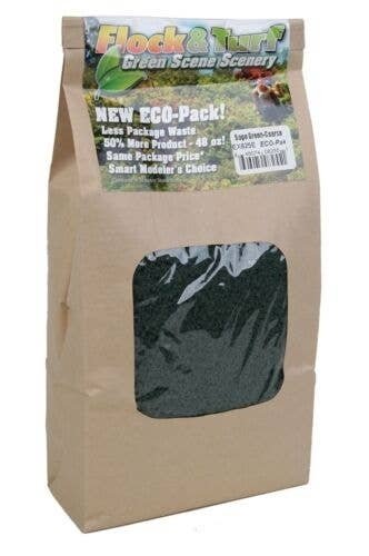 Flock & Turf Ground Cover ECO-Pak - 48oz 1.4L -- Coarse - Sage Green, All Scales, Scenic Express 825E