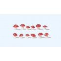 Toadstool Mushrooms -- Red-White Caps pkg(12), G, Preiser Kg 45241