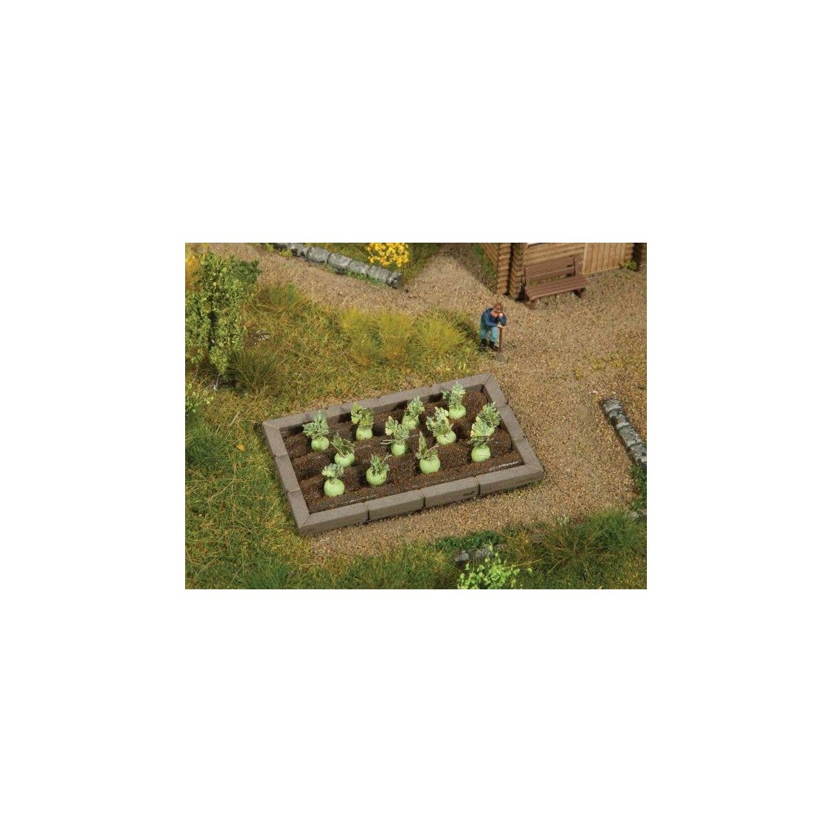 Garden Plot Edging Only -- Fits Noch Assembled Garden Plots, HO, Noch Gmbh & Co 13214