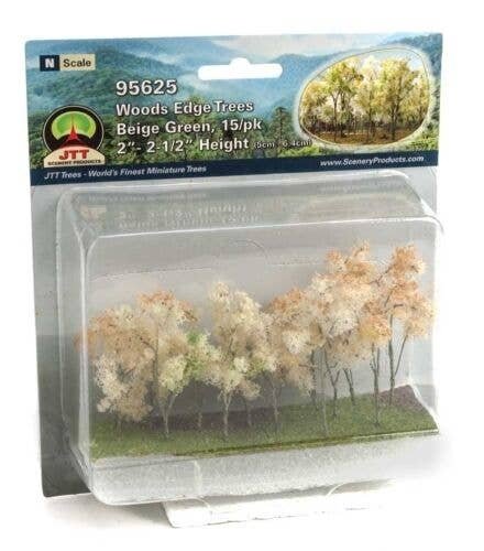 Woods Edge Trees -- 2 to 2-1/2′ 5.1 to 6.4cm (Beige Green) pkg(15), All Scales, JTT Miniature Tree 95625