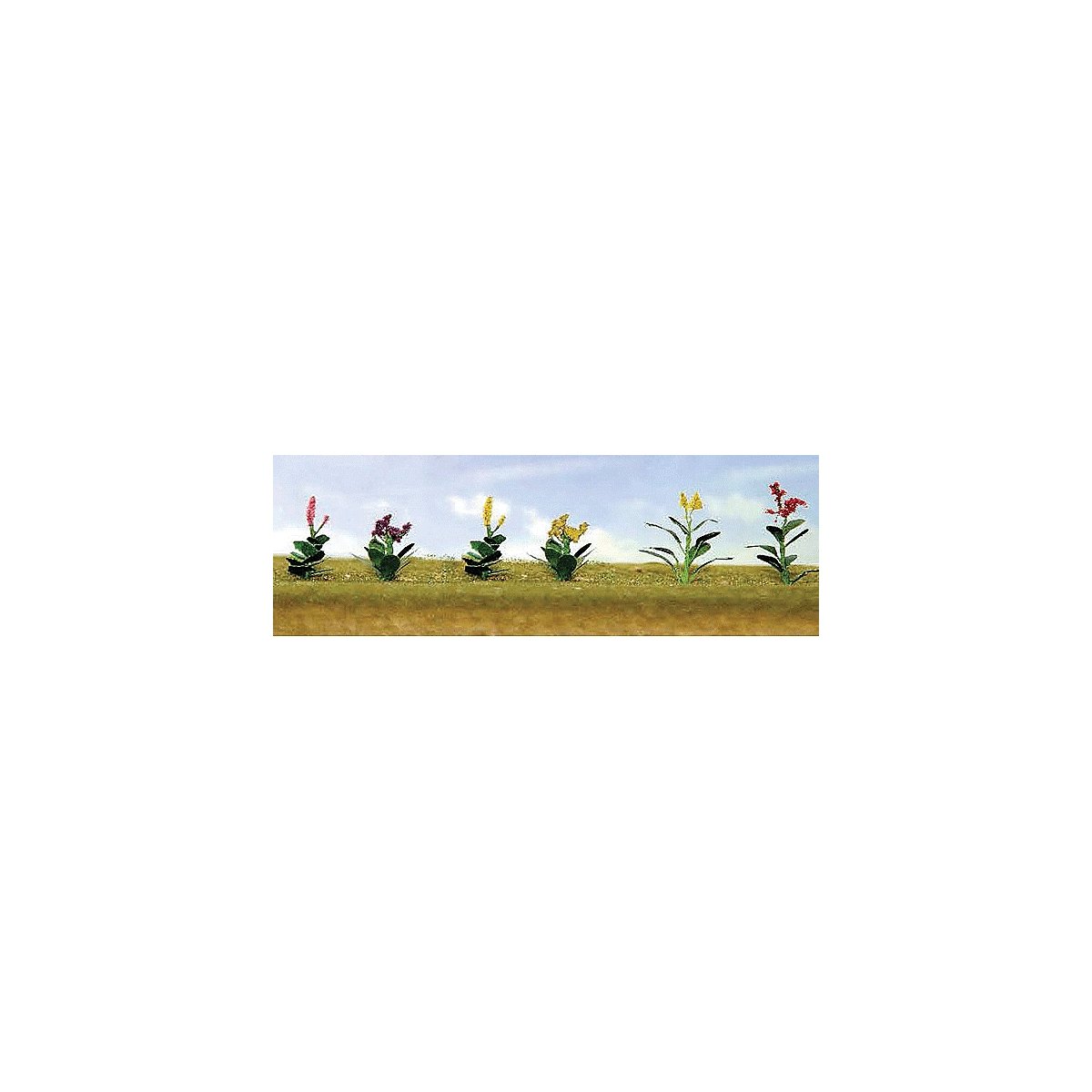 Assorted Flower Plants -- Set 4 pkg(10), O, JTT Miniature Tree 95564