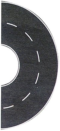 Flexible Self Adhesive Paved 2-Lane Curve -- White Markings, HO, Busch Gmbh & Co Kg 9711