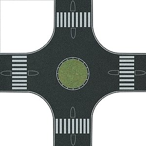 Streets/Roadway 4-Way Roundabout (Traffic Circle) -- 12 x 12′ 30 x 30cm, HO, Busch Gmbh & Co Kg 1101