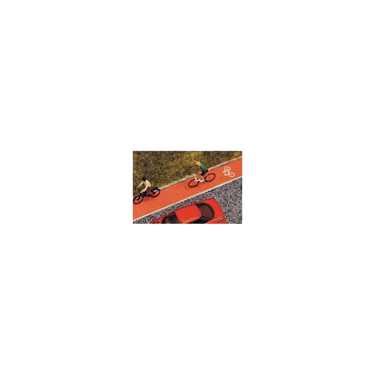 Roadway -- Bicycle Path - 39-3/8 x 9/16′ 1m x 14.5mm (red, gray, Bicycle Symbol), HO, Busch Gmbh & Co Kg 7082